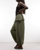 ASOS DESIGN ASOS DESIGN skirt detail balloon pants in khaki-Green - 1