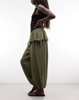 ASOS DESIGN ASOS DESIGN skirt detail balloon pants in khaki-Green