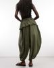 ASOS DESIGN ASOS DESIGN skirt detail balloon pants in khaki-Green - 3