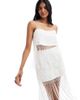 ASOS DESIGN ASOS DESIGN skirt with chain-stitch embroidery and fringe detailing - part of a set-White - 1