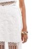 ASOS DESIGN ASOS DESIGN skirt with chain-stitch embroidery and fringe detailing - part of a set-White - 4