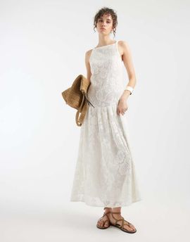 ASOS DESIGN ASOS DESIGN slash neck all over lace midaxi dress in ivory-White