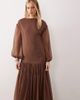 ASOS DESIGN ASOS DESIGN slash neck chiffon godet maxi dress in chocolate-No color - 2