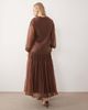ASOS DESIGN ASOS DESIGN slash neck chiffon godet maxi dress in chocolate-No color - 4