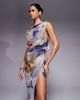 ASOS DESIGN ASOS DESIGN slash neck chiffon midi dress with chain diamante embellishment in dark floral print-Multi - 3