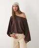ASOS DESIGN ASOS DESIGN slash neck cuffed batwing sleeve sweater in chocolate-Brown - 2