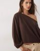 ASOS DESIGN ASOS DESIGN slash neck cuffed batwing sleeve sweater in chocolate-Brown - 3