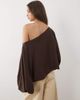 ASOS DESIGN ASOS DESIGN slash neck cuffed batwing sleeve sweater in chocolate-Brown - 4