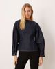 ASOS DESIGN ASOS DESIGN slash neck denim blouse with cocoon sleeves in indigo-Blue - 1