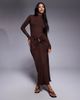 ASOS DESIGN ASOS DESIGN slash neck long sleeve wrap hardware detail midi dress in chocolate-Brown - 1