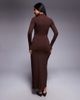 ASOS DESIGN ASOS DESIGN slash neck long sleeve wrap hardware detail midi dress in chocolate-Brown - 3