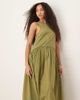ASOS DESIGN ASOS DESIGN slash neck smock midi dress with dropped waist in in olive-Green - 1