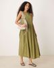 ASOS DESIGN ASOS DESIGN slash neck smock midi dress with dropped waist in in olive-Green - 2