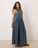 ASOS DESIGN ASOS DESIGN slash neck smock midi dress with dropped waist in washed denim blue - 1