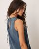 ASOS DESIGN ASOS DESIGN slash neck smock midi dress with dropped waist in washed denim blue - 2