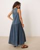 ASOS DESIGN ASOS DESIGN slash neck smock midi dress with dropped waist in washed denim blue - 3