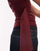 ASOS DESIGN ASOS DESIGN slash neck wrap waist top in burgundy-Red - 3