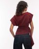 ASOS DESIGN ASOS DESIGN slash neck wrap waist top in burgundy-Red - 4