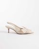 ASOS DESIGN ASOS DESIGN Sleek bow detail slingback kitten heels in natural linen-Neutral - 1