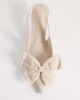 ASOS DESIGN ASOS DESIGN Sleek bow detail slingback kitten heels in natural linen-Neutral - 3