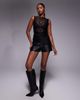 ASOS DESIGN ASOS DESIGN sleeveless gathered side lace asymmetric detail top in black - 2