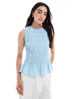 ASOS DESIGN ASOS DESIGN sleeveless shirred top in blue