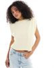ASOS DESIGN ASOS DESIGN sleeveless shoulder pad top in buttermilk-Yellow - 1