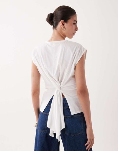 ASOS DESIGN ASOS DESIGN sleeveless top with gathered back detail in white