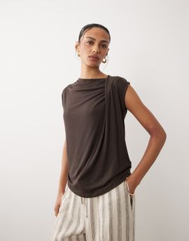 ASOS DESIGN ASOS DESIGN sleeveless top with wrap neck detail in chocolate-Brown