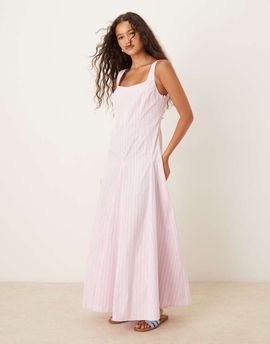 ASOS DESIGN ASOS DESIGN sleeveless waisted midi dress in pink stripe-Multi