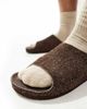 ASOS DESIGN ASOS DESIGN slide sandals in stone hairy suede-Brown - 3