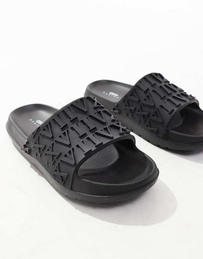 ASOS DESIGN ASOS DESIGN sliders in black with embossed roman numerals