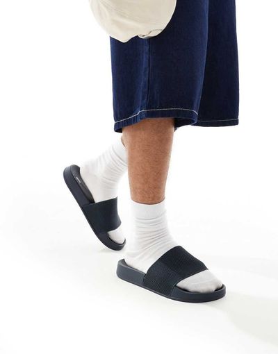 ASOS DESIGN ASOS DESIGN slides in navy with knit straps