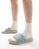 ASOS DESIGN ASOS DESIGN slides in stone with blue checkerboard - 4