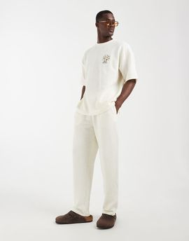 ASOS DESIGN ASOS DESIGN slim balloon fit linen look sweatpants in ecru - part of a set-White