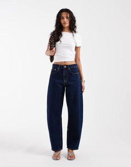 ASOS DESIGN ASOS DESIGN slim barrel leg jeans in rich rinse wash-Navy