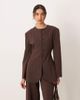 ASOS DESIGN ASOS DESIGN slim fit high neck blazer in chocolate brown - 1