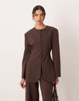 ASOS DESIGN ASOS DESIGN slim fit high neck blazer in chocolate brown