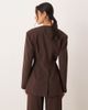 ASOS DESIGN ASOS DESIGN slim fit high neck blazer in chocolate brown - 3