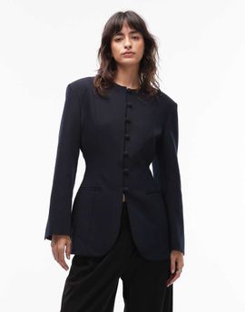 ASOS DESIGN ASOS DESIGN slim fit high neck blazer in navy