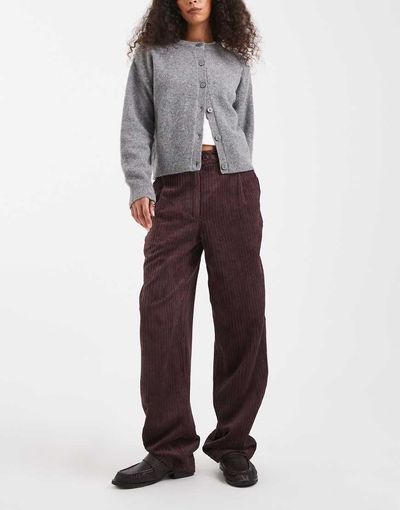 ASOS DESIGN ASOS DESIGN slim leg pants in cord in plum-Purple
