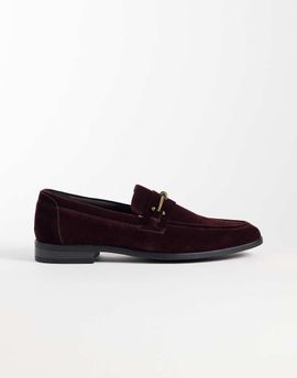 ASOS DESIGN ASOS DESIGN slim loafer with snaffle in burgundy velvet-RED
