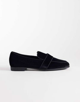 ASOS DESIGN ASOS DESIGN slim loafers with gross grain saddle in black velvet