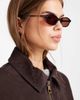 ASOS DESIGN ASOS DESIGN slim oval light tint sunglasses in milky brown - 3