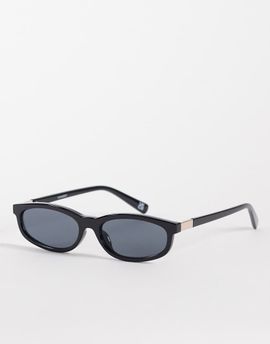 ASOS DESIGN ASOS DESIGN slim oval square sunglasses in black-Brown