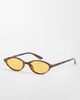 ASOS DESIGN ASOS DESIGN slim oval sunglasses in tort with yellow lens-Brown - 1