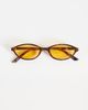 ASOS DESIGN ASOS DESIGN slim oval sunglasses in tort with yellow lens-Brown - 3