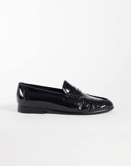 ASOS DESIGN ASOS DESIGN slim penny loafer with ruching in black