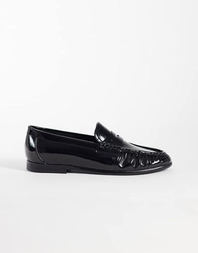 ASOS DESIGN ASOS DESIGN slim penny loafer with ruching in black