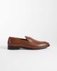ASOS DESIGN ASOS DESIGN slim penny loafers in tan leather-Brown - 1